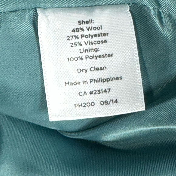 Talbots Wool Blend Teal Blue Blazer 2 Petite Single Breasted Structured Tailored - Picture 8 of 9